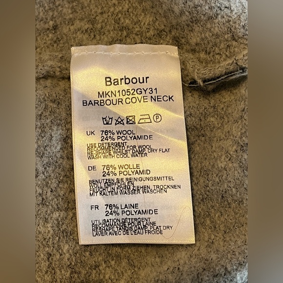 Barbour Grey Cove Neck Wool Blend Sweater XL Fits Like Large - Picture 6 of 9